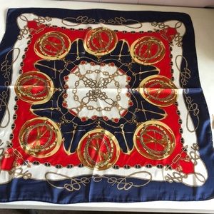 Nautical Theme Scarf Square navy red white gold